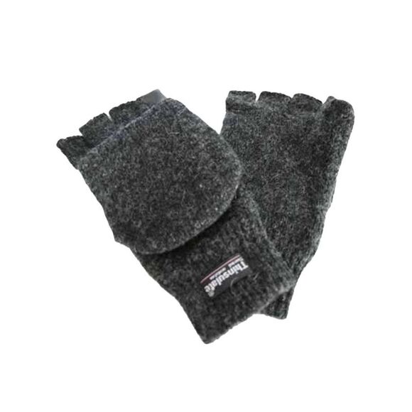 Mens Rag Wool Fingerless Convertible Gloves - Picture 2 of 6